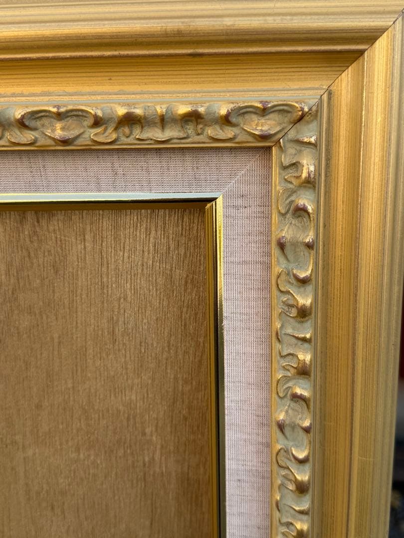 P50サイズゴールド木製油彩額縁　前面アクリル板＆供箱付き　送料込み　12/3