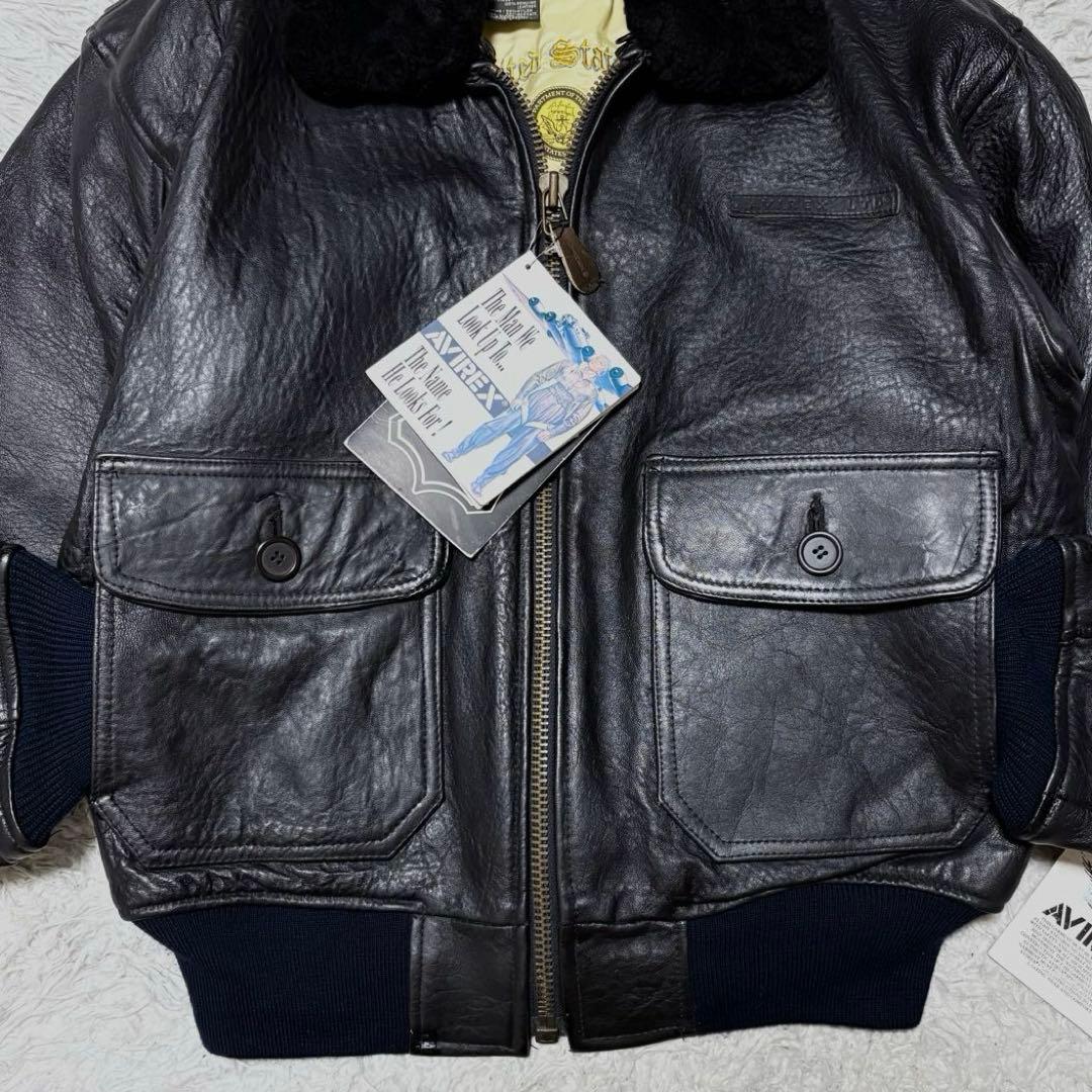 【新品未使用】AVILEX 7823 G1 ボア付きフライトジャケット ブラック