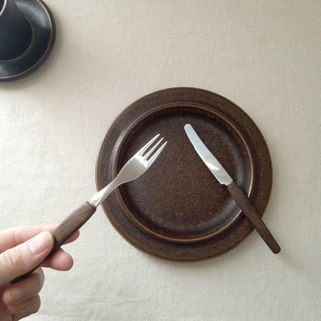 ドイツ・ゾーリンゲン／チークハンドルのフォーク＆ナイフ 8本セット／ヴィンテージ