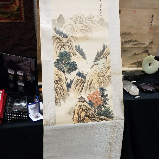 清代　掛け軸　山水図　中国　骨董品