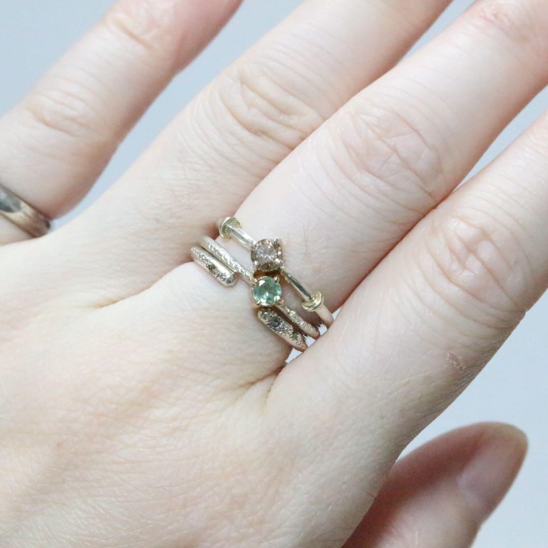 強蛍光！希少なバナジウムクリソベリル！K10枠と小ワッカのシルバーリング約10号