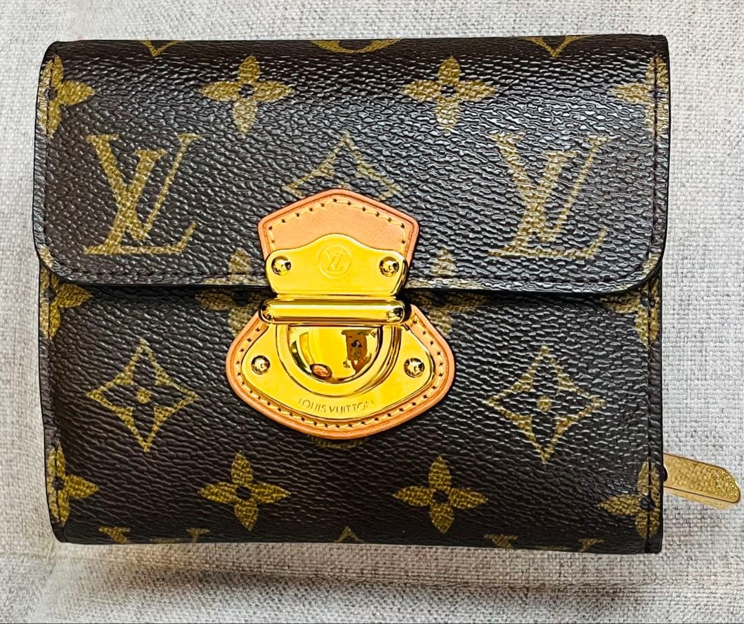 【良品】ルイヴィトン モノグラム 2つ折り財布 カード9 大容量 LV金具付き