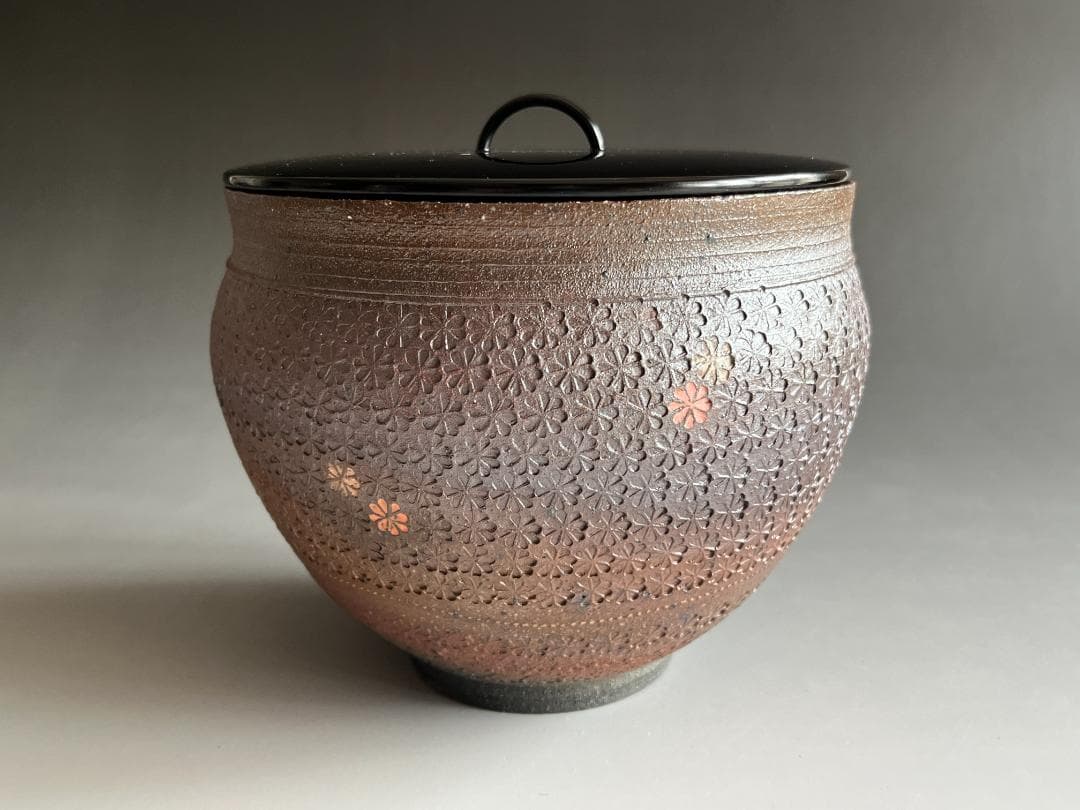 伊賀桔梗窯　印華象嵌文　水指　梅田正弘　堀内宗完　兼中斎　書付　茶道具　表千家