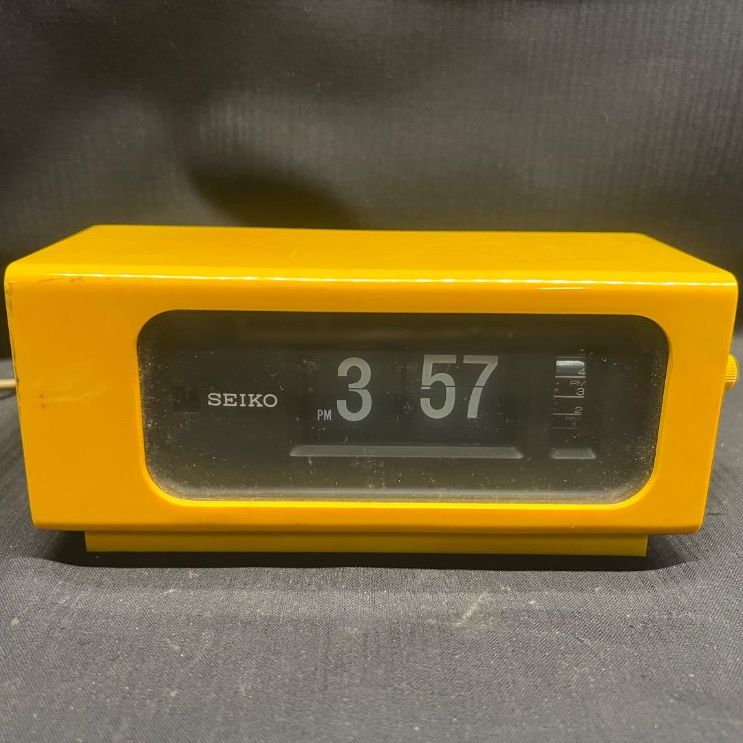 〇Nb左1064 昭和レトロ セイコー パタパタ時計 DP617 イエロー