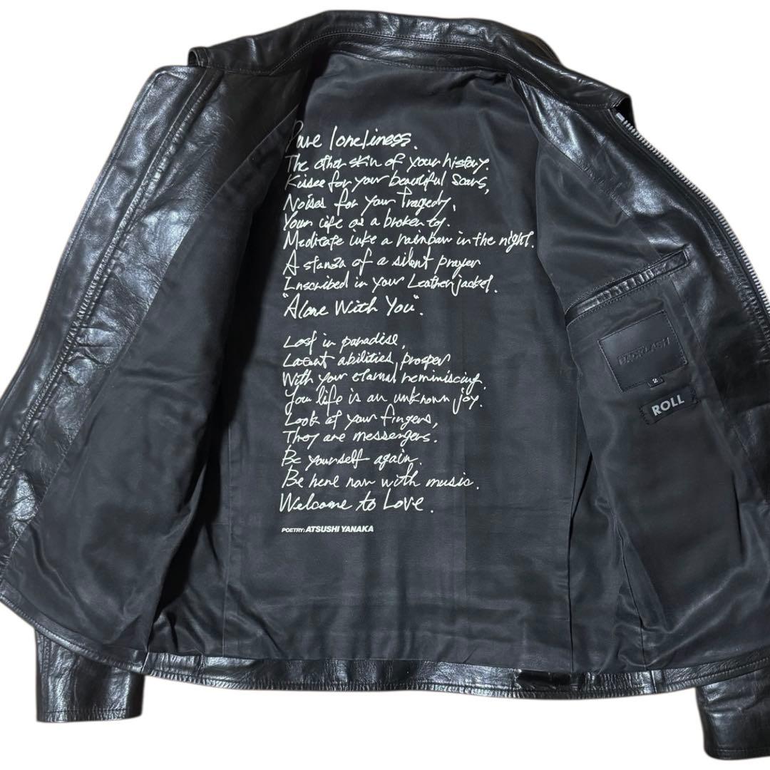 稀少 BACKLASH×ROLL バック刺繍 シングルライダースジャケット 黒