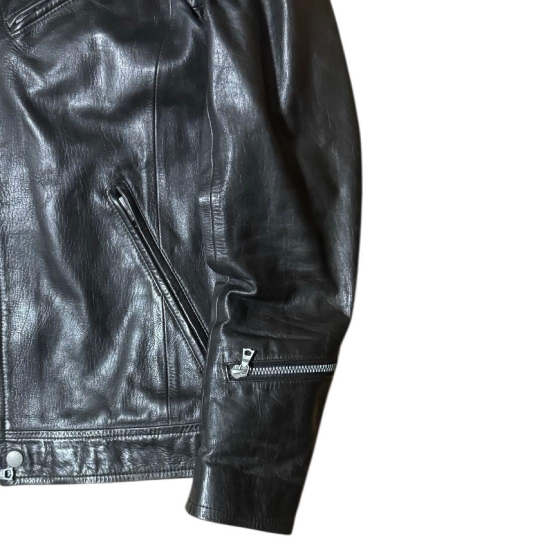 稀少 BACKLASH×ROLL バック刺繍 シングルライダースジャケット 黒