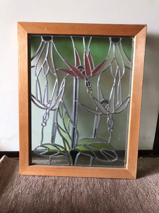 アンティーク　ステンドグラスフレーム入り