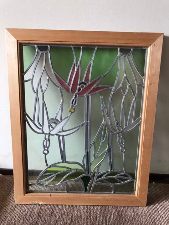 アンティーク　ステンドグラスフレーム入り