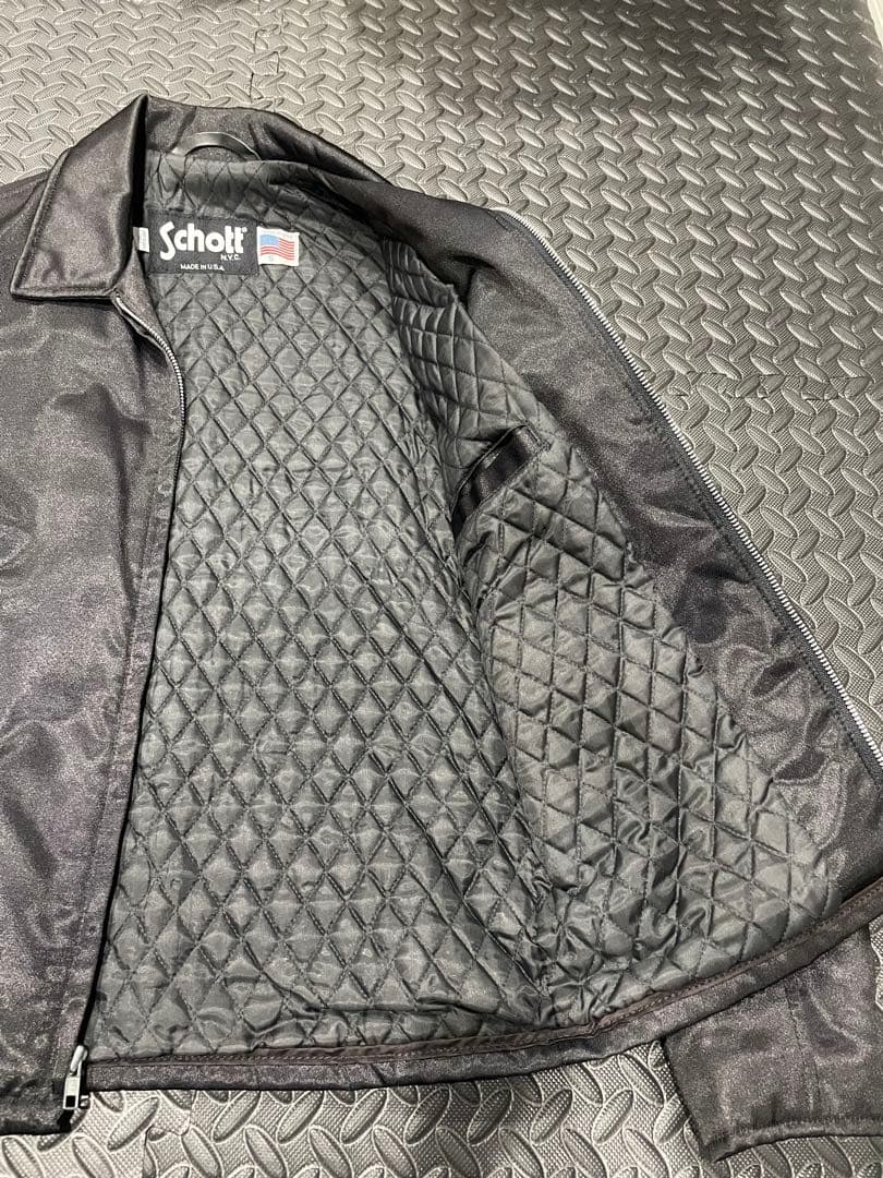 schott！！美品シングルライダース　ナイロンジャケット！メンズS ブラック