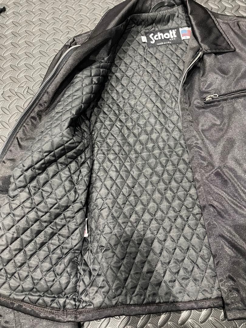 schott！！美品シングルライダース　ナイロンジャケット！メンズS ブラック