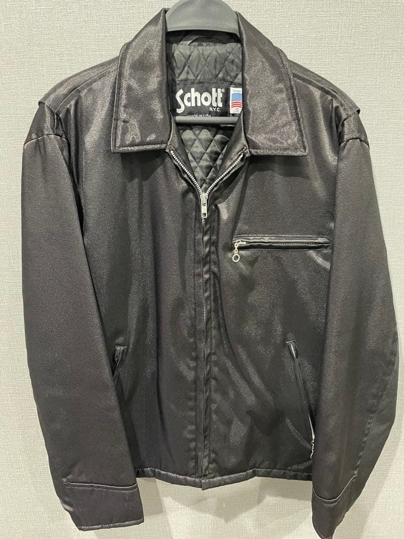 schott！！美品シングルライダース　ナイロンジャケット！メンズS ブラック