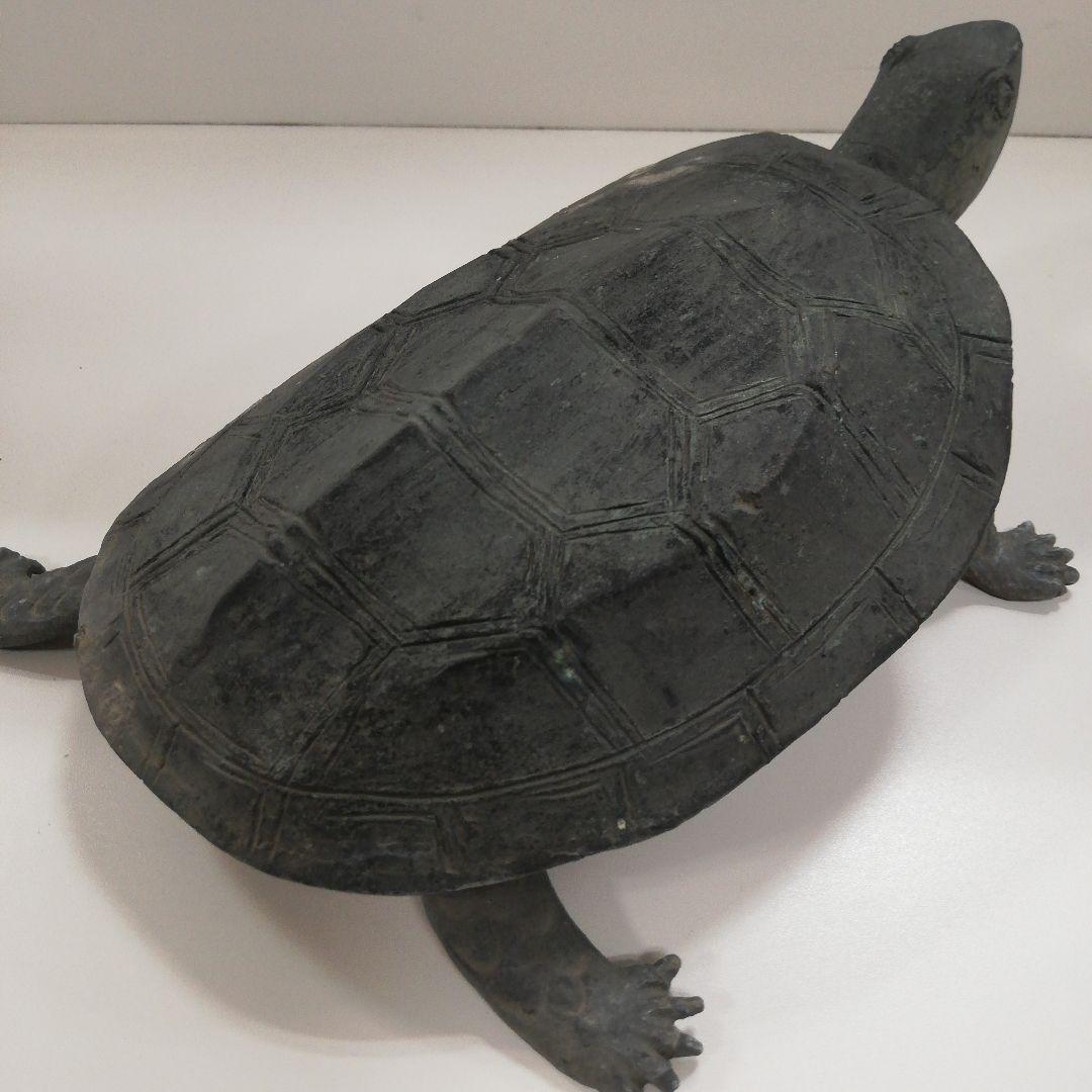 江戸時代後期～明治時代中期頃２５センチ古銅製稀少細密造形美術クサガメ時代置物