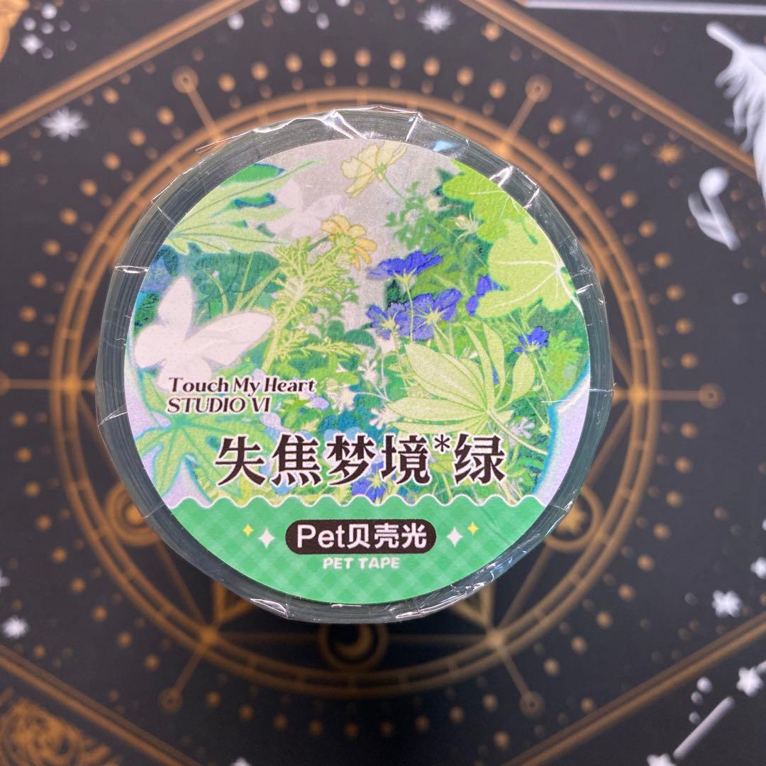 【9094】海外　マステ　3/5/巻　貝殻光マスキングテープ　緑　自然　背景系