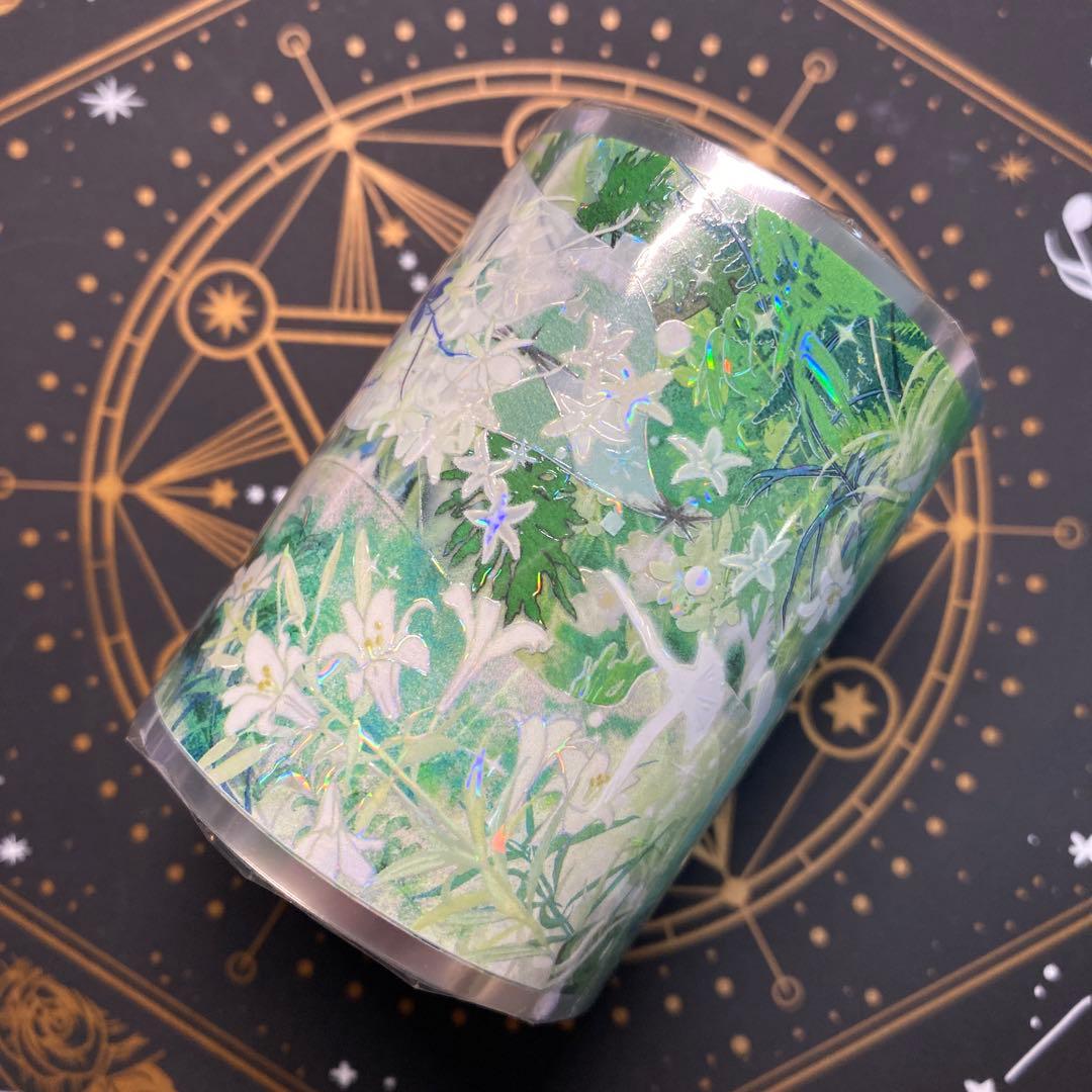 【9094】海外　マステ　3/5/巻　貝殻光マスキングテープ　緑　自然　背景系