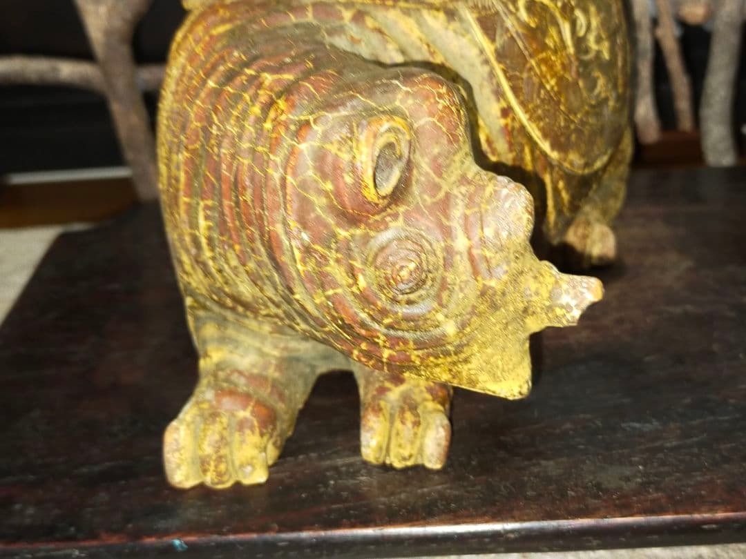 ♥値下げ！中国　石彫　彫刻作品　２．５ｋｇ　獣　達磨　石製　骨董　古玩