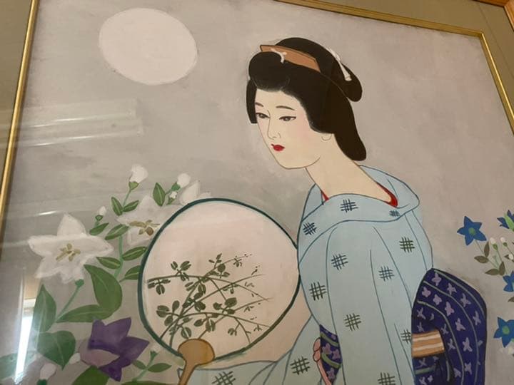 蔵出し！！真作！！　宮下柚葵　「淳宵」 伊東深水門下　美人画重鎮