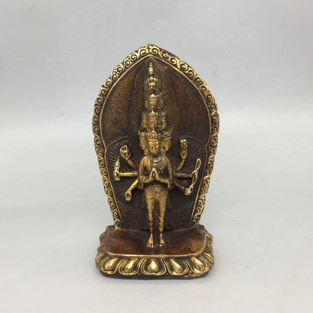 銅製 仏像 八臂十一面観音仏像 開運 風水 招財 置物 工芸品