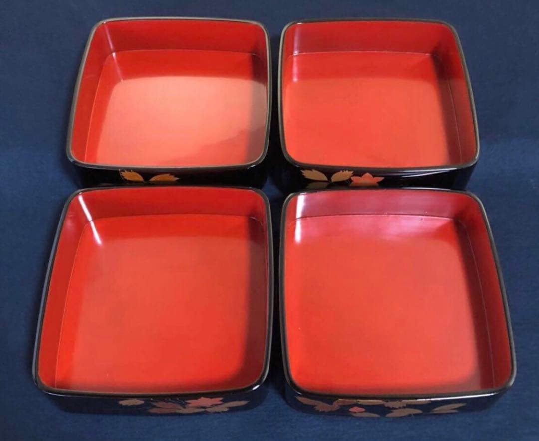 《R》輪島塗 蒔絵付 四段重 重台付【稲忠漆芸堂謹製】共箱251104う3