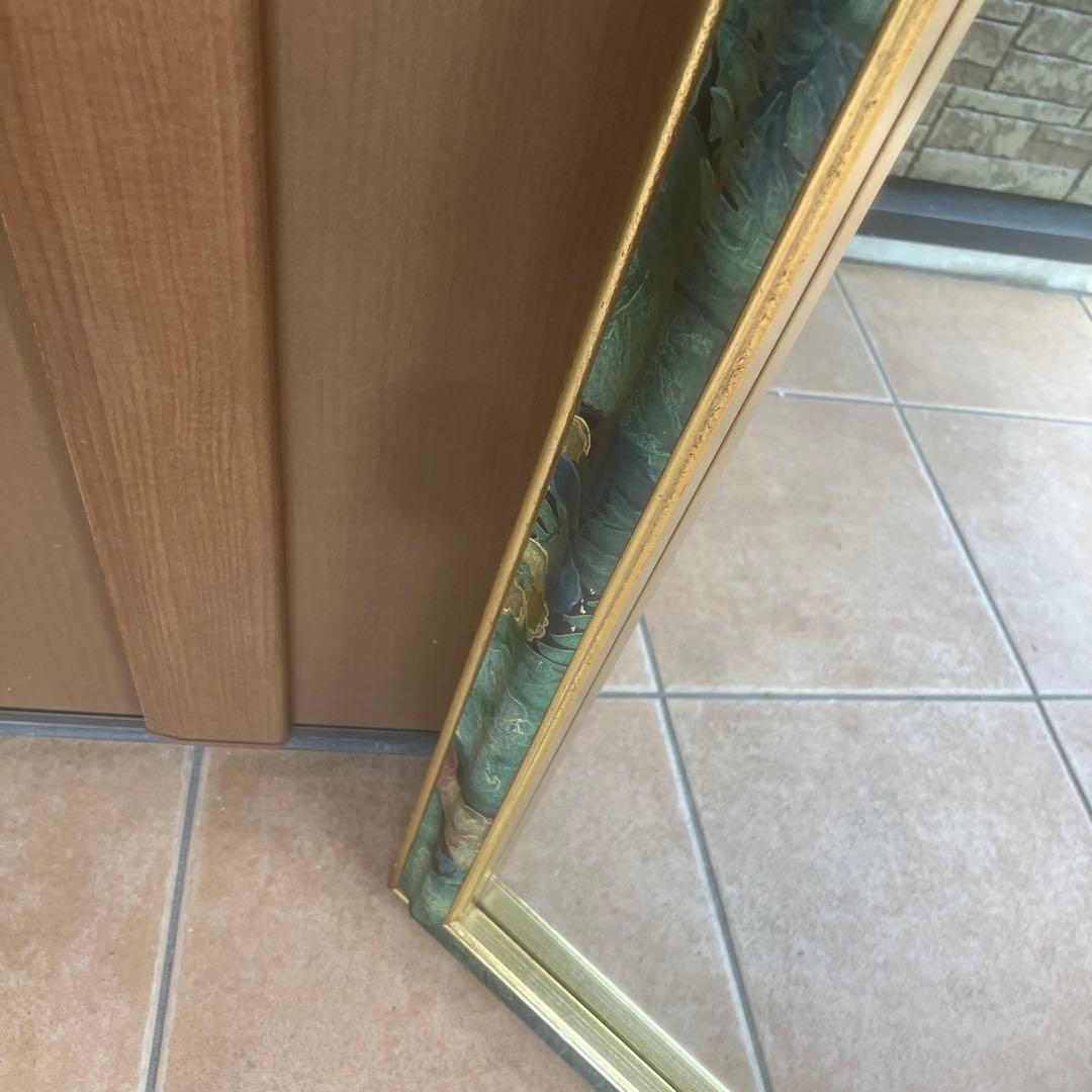 イタリア製 アンティーク調 ミラー 壁掛け 鏡 花模様 ウォールミラー