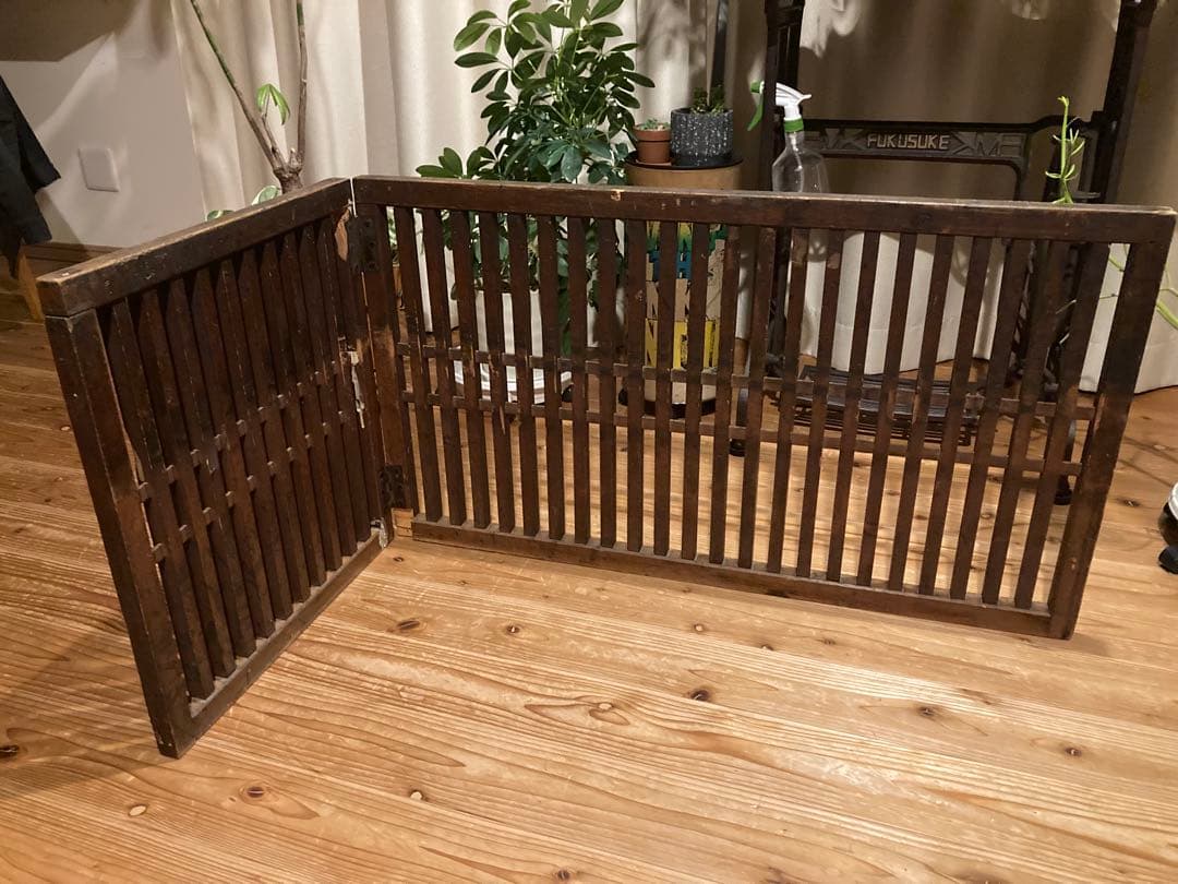 昭和レトロ　帳場格子２つ折り　ついたて　格子　 古道具　古民家