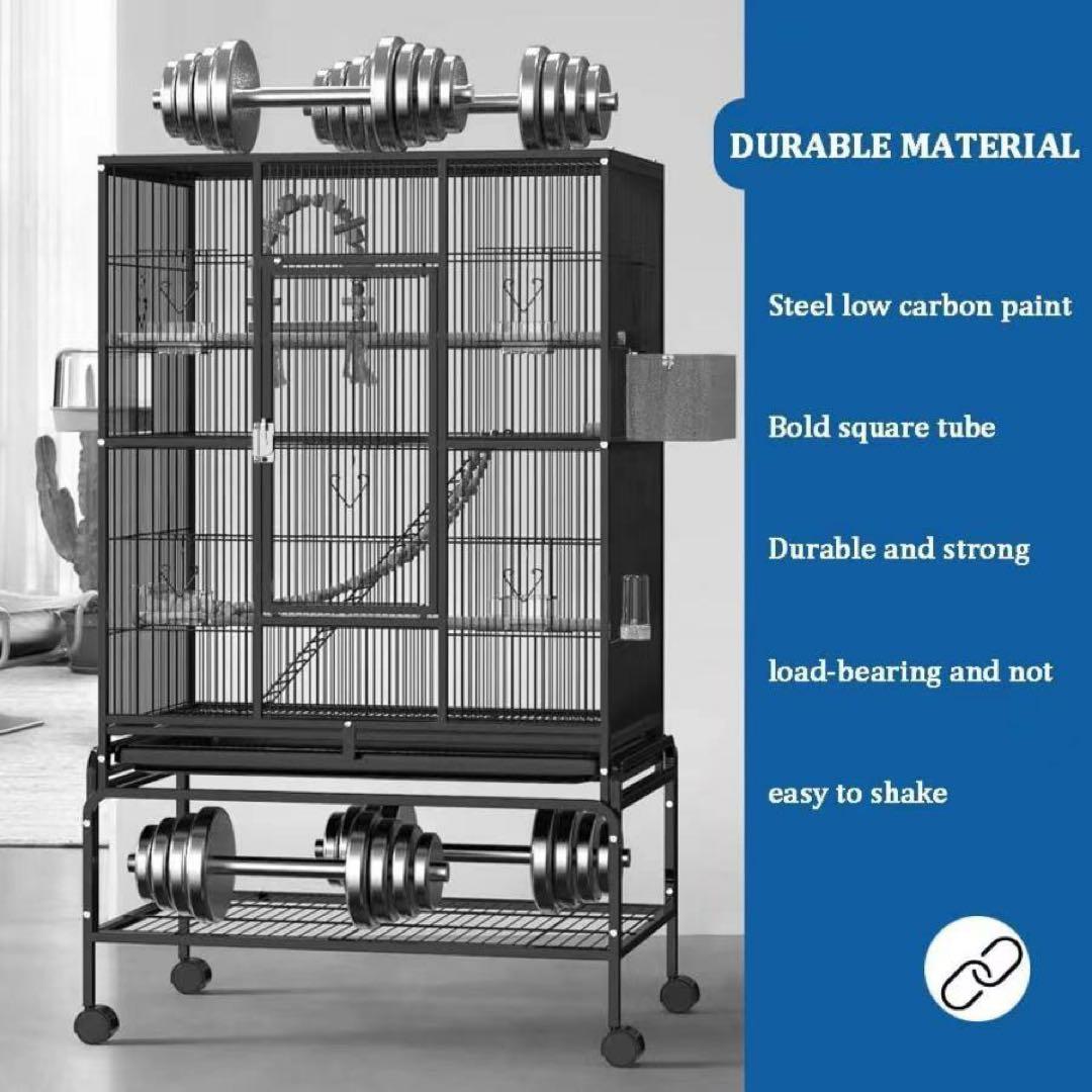 頑丈なスチール製鳥かご 80cm x 50cm x 145cm