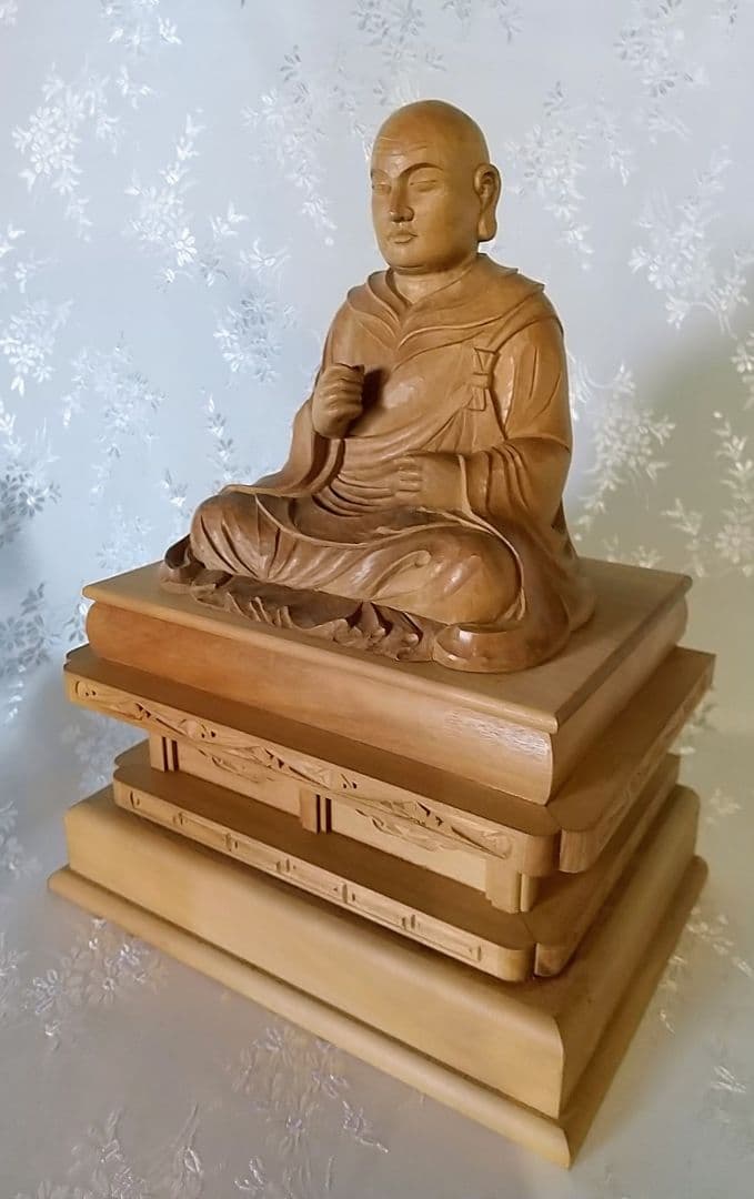 僧形坐像 法然上人坐像 #074 ◆白檀 木彫 仏像