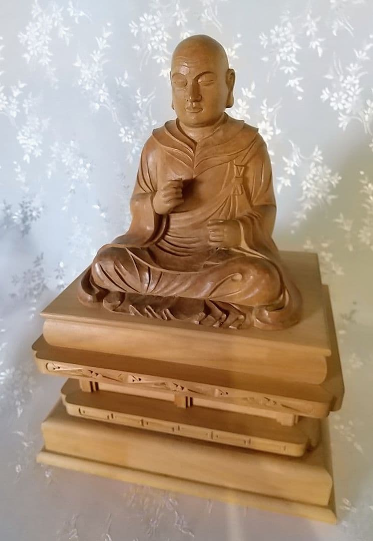 僧形坐像 法然上人坐像 #074 ◆白檀 木彫 仏像