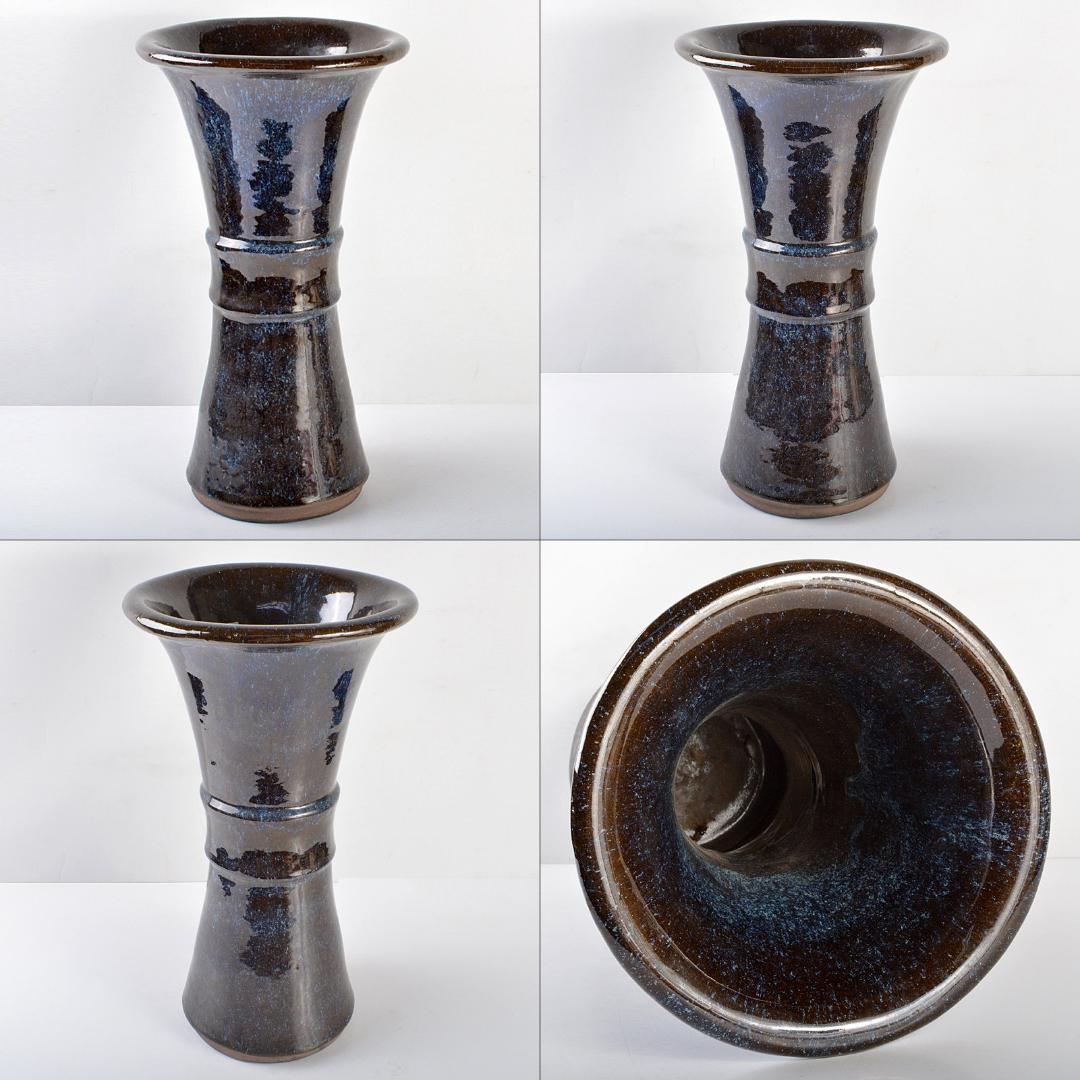 中国　海鼠釉　尊式瓶　在銘　M　R5381B