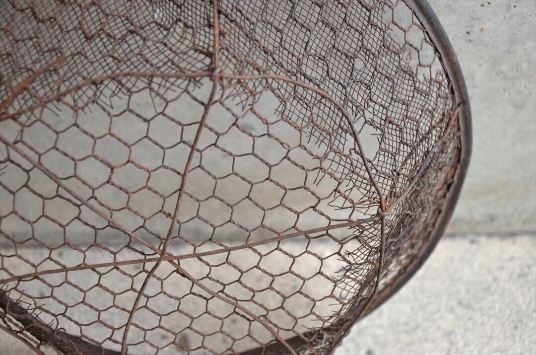 昭和時代　鉄製　鉄網　ザル　オブジェ　レトロ　アンティーク