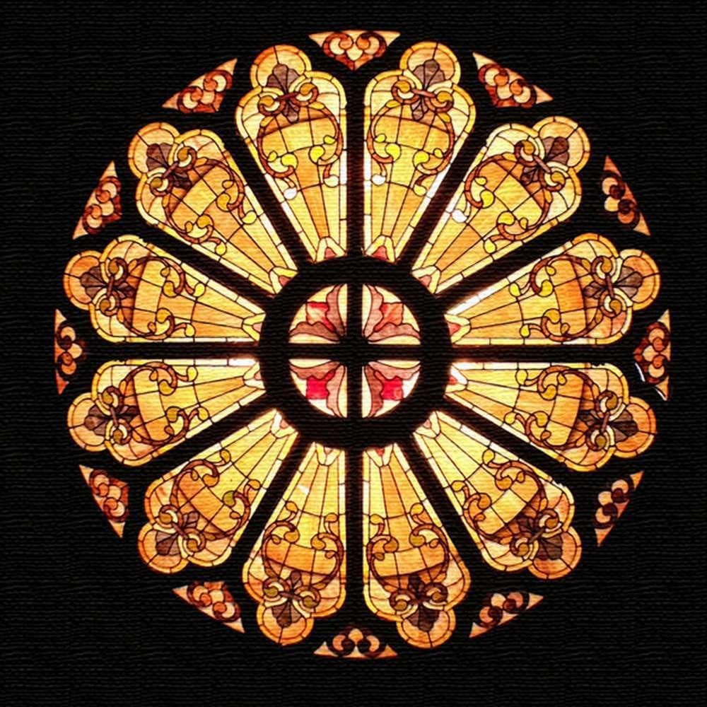 ステンドグラス アンティーク アートパネル cru-0016_30× 30_新品