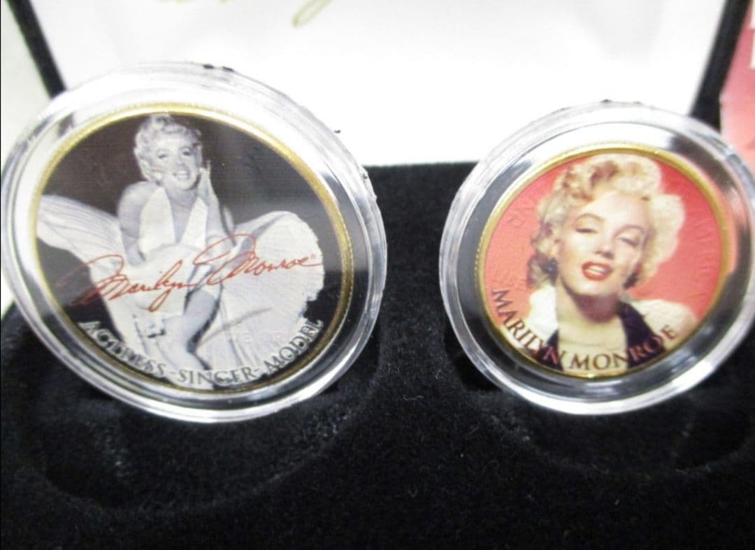 送料無料◆マリリン・モンロー★2セットメダル◆エナメル加工24金■ケース付