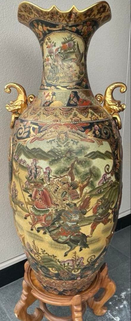 大きな薩摩焼の宮廷床花瓶 , 新年 セール‼️