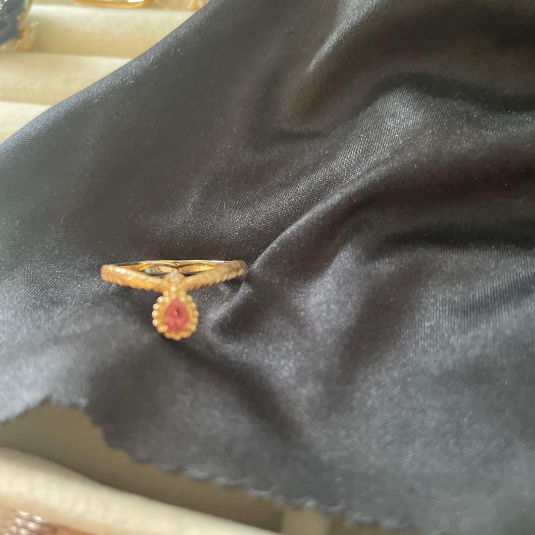 ゴールド ピンクストーン リング10金　11号