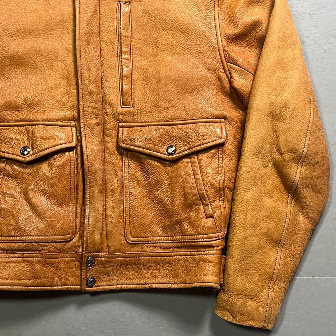 KUSHITANI シングルライダースジャケット　本革　オールレザー　短丈　S