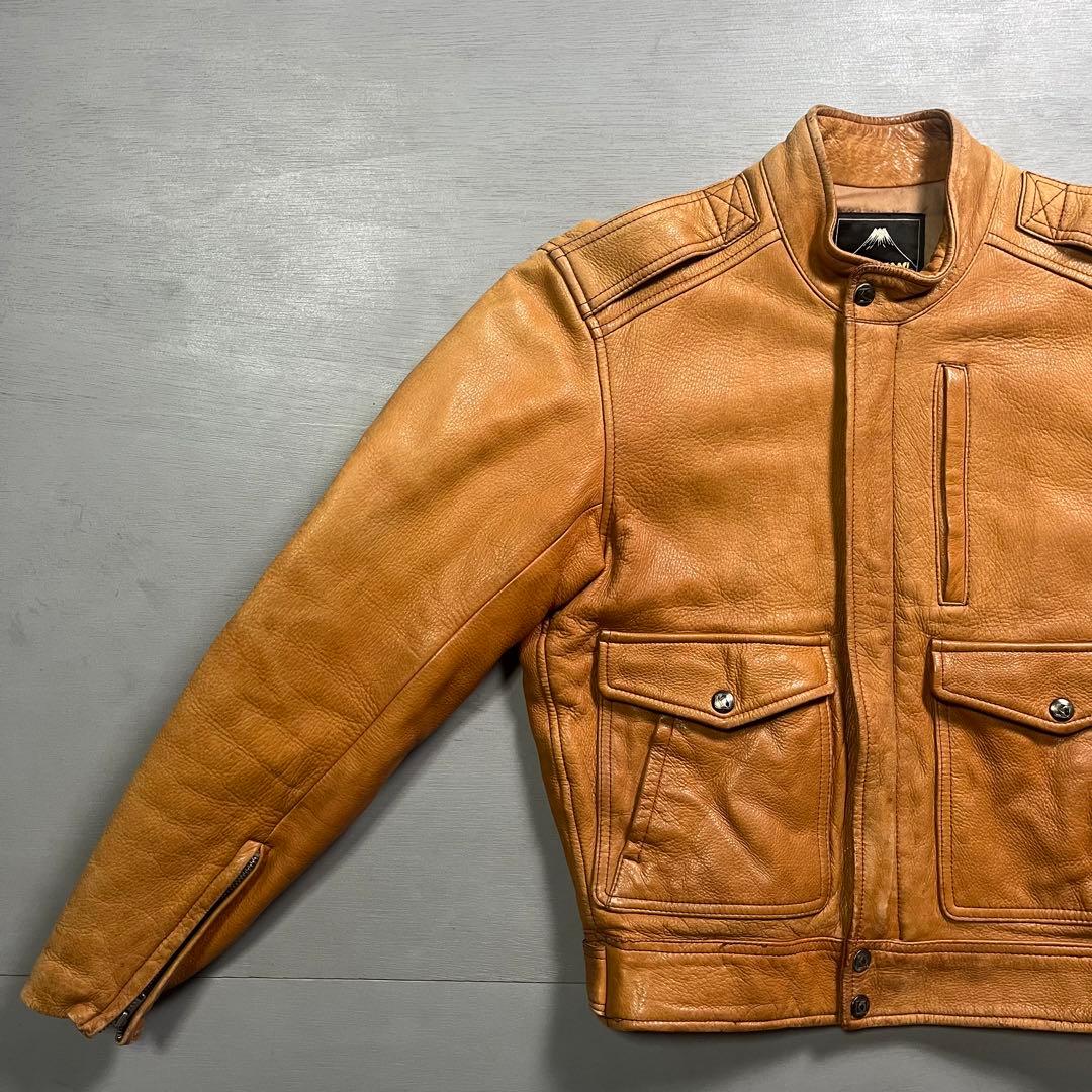 KUSHITANI シングルライダースジャケット　本革　オールレザー　短丈　S