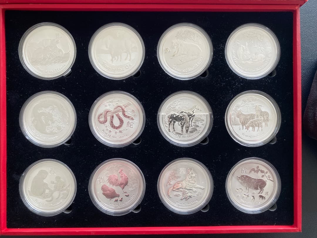 オーストラリア干支シリーズ２ 2008-2019年銀貨1オンス x 12枚セット