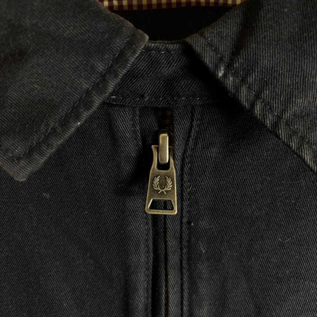 フレッドペリー ハリントンジャケット スウィングトップ 刺繍ロゴ　紺　L