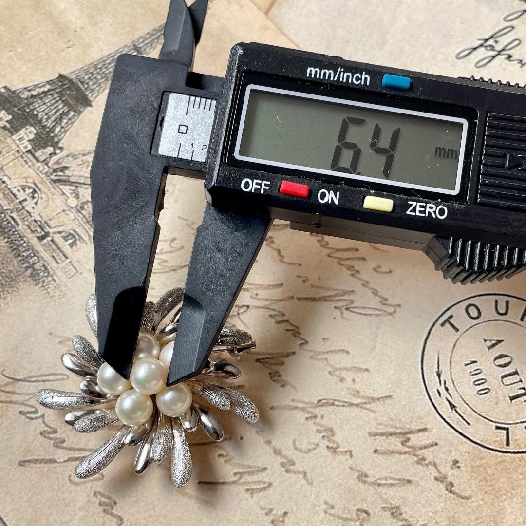 A72【SILVER】本真珠 あこや真珠 アコヤ真珠 パール 真珠 ブローチ