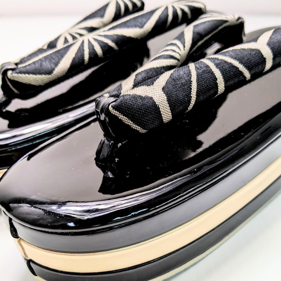 和装 草履バッグセット 帯地 麻の葉 黒×金 3枚芯 フリーサイズ k15-15