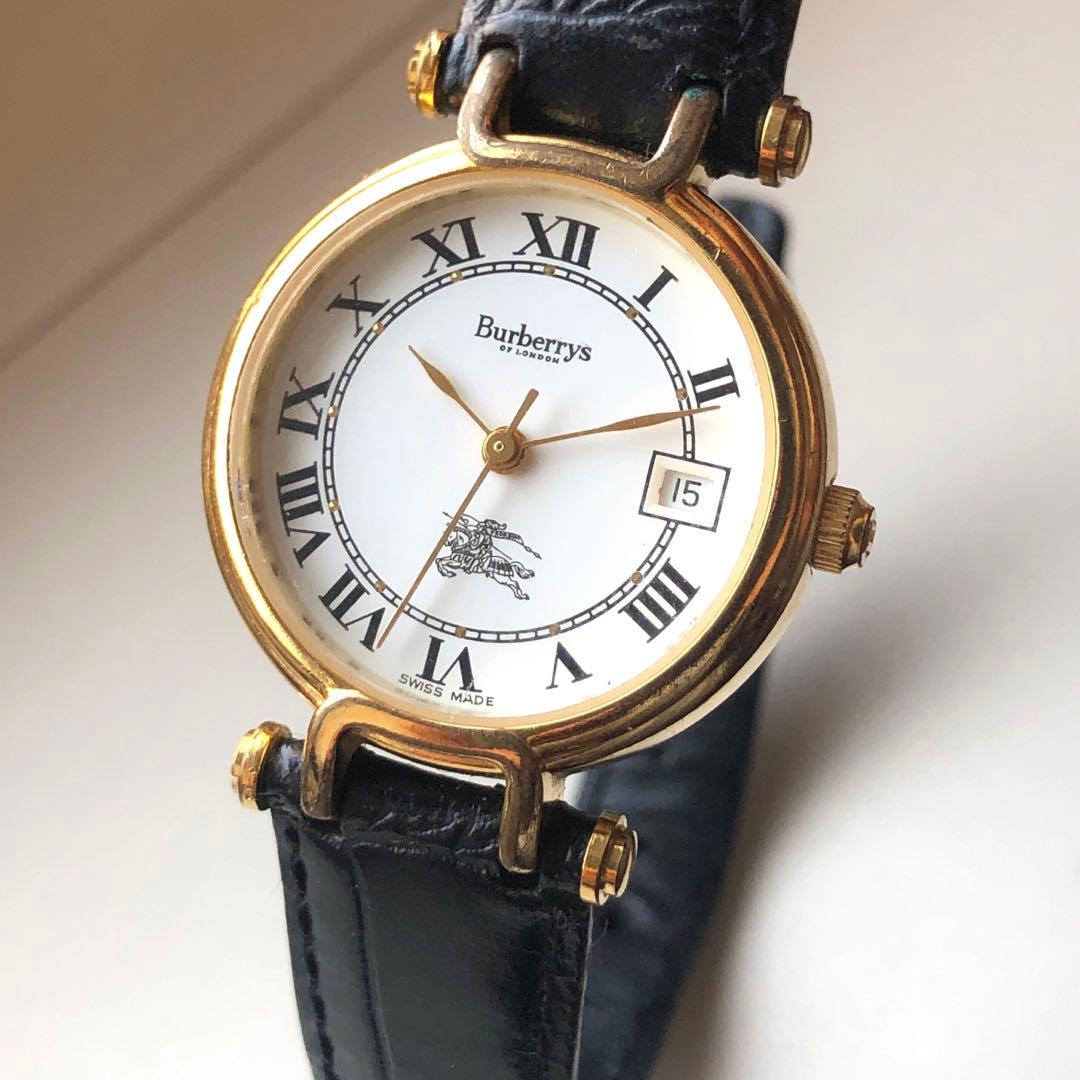 Burberrys バーバリーズ　電池新品　ローマン　レザー ベルト 時計