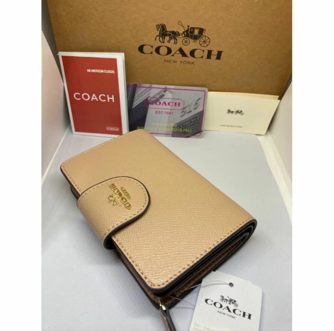 COACH　コーチ　C6390　二つ折り財布　クロスグレイン　ミディアム
