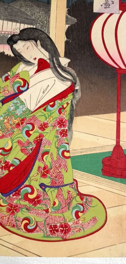 浮世絵、曾我十郎大磯通之圖三枚綴りの右側1枚売りです。橋本周延画、明治23年出版