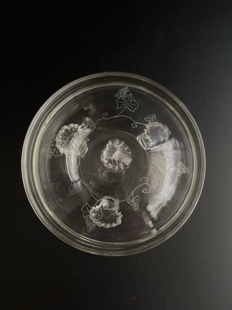 669 骨董 アンティーク 和ガラスの蓋物 菓子器 三つ脚 エッチング 大正期