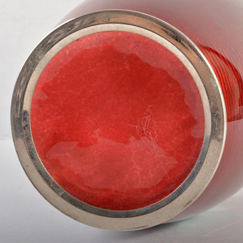 七宝焼　安藤七宝店　透釉　菊文　花瓶　V　R6959