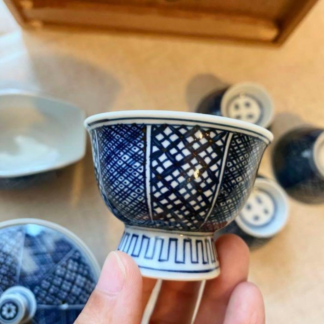 清水焼　光泉　祥瑞　茶器　染付　共箱　木箱