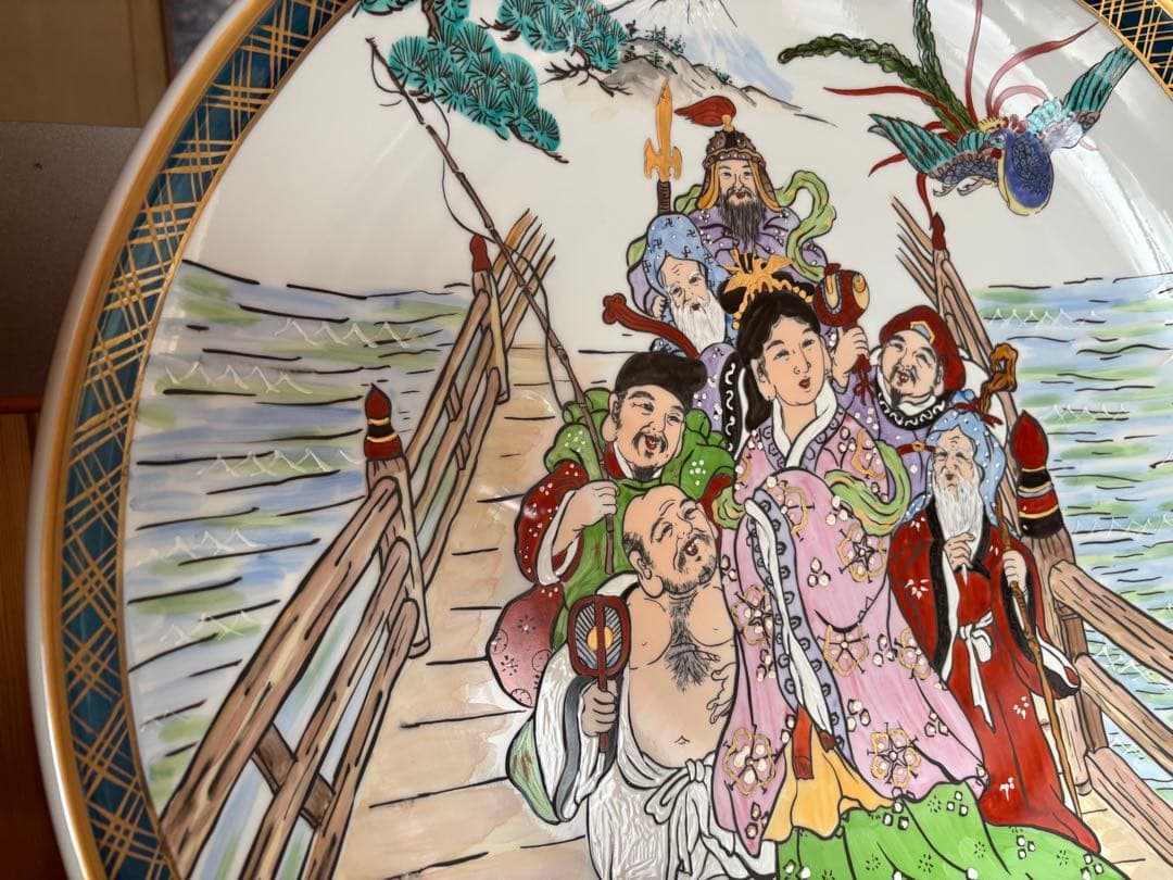 隆泉作　直径60cm 飾り皿　特大絵皿