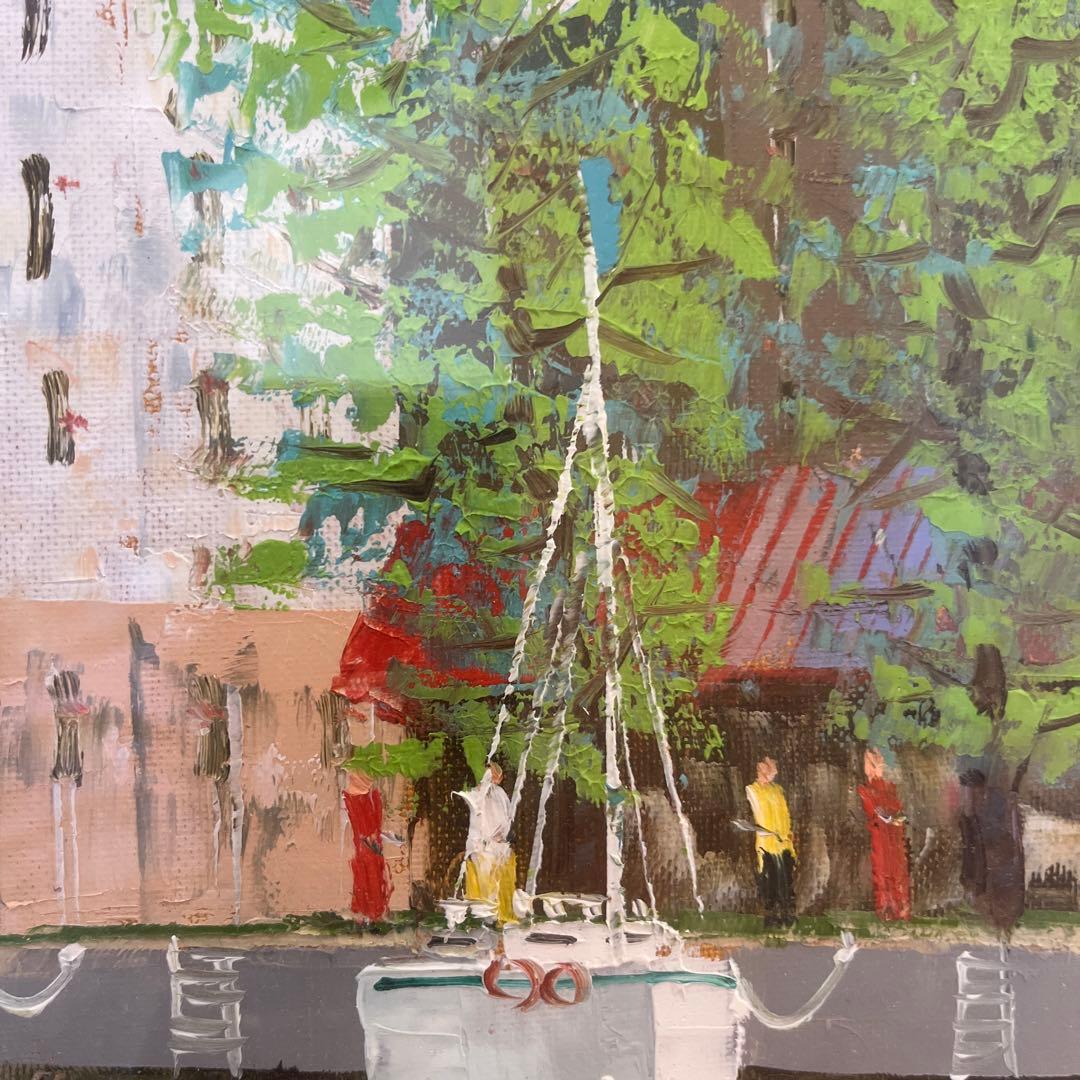 油彩画♡黒沢　久♡クロアジック港♡フランス