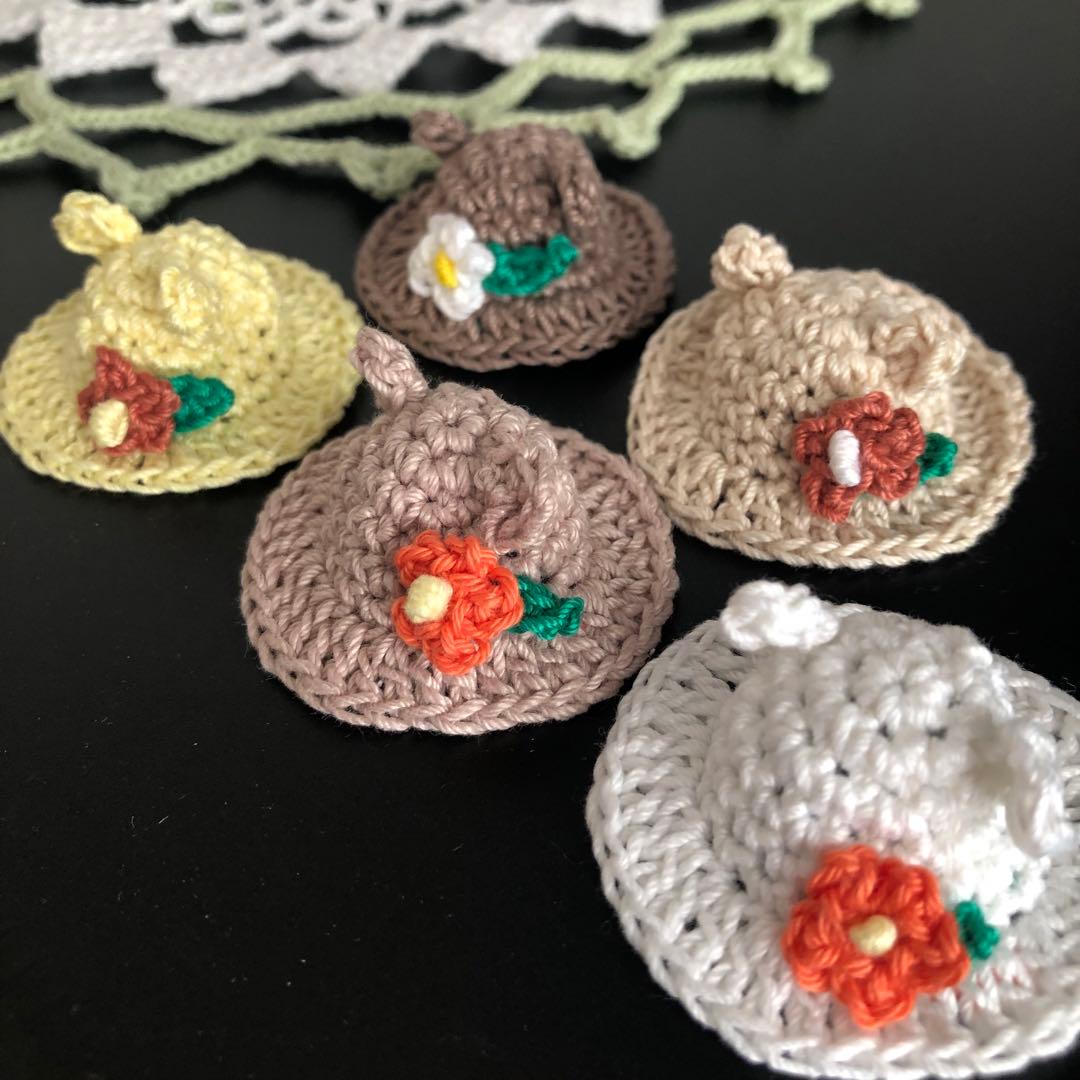 レイラのママ★ハンドメイドパーツ★かぎ針編み♪ミニ麦わら帽子