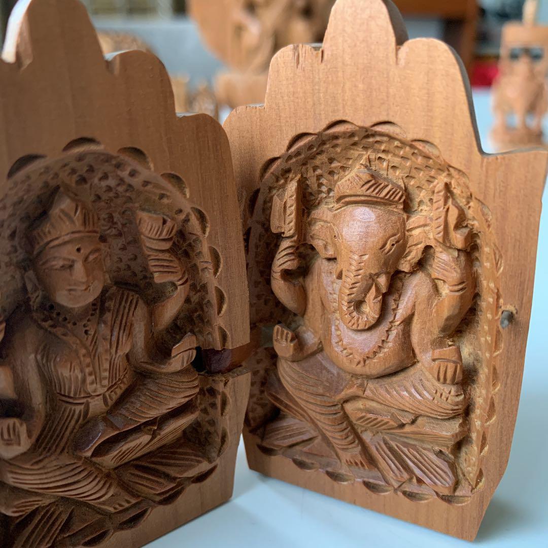 [希少] 白檀　合掌　ガネーシャ　手彫り