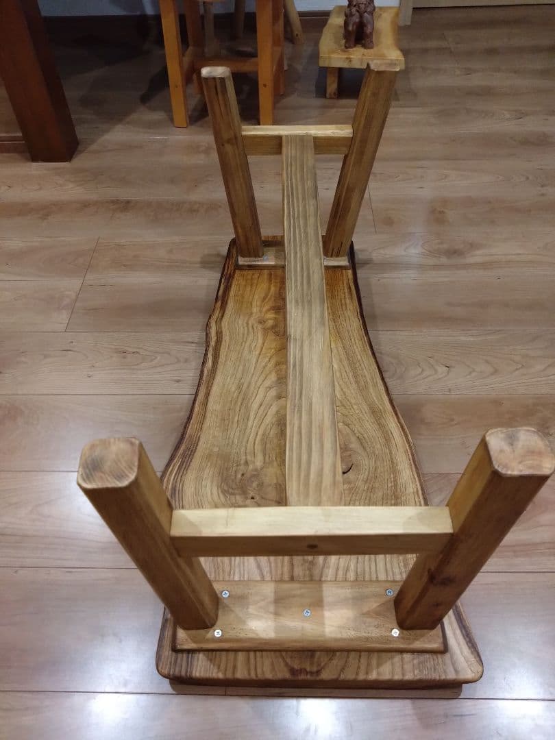 栗のベンチ78　しょうちゃん❕いい栗の耳付き一枚板で杢目が綺麗ですよ